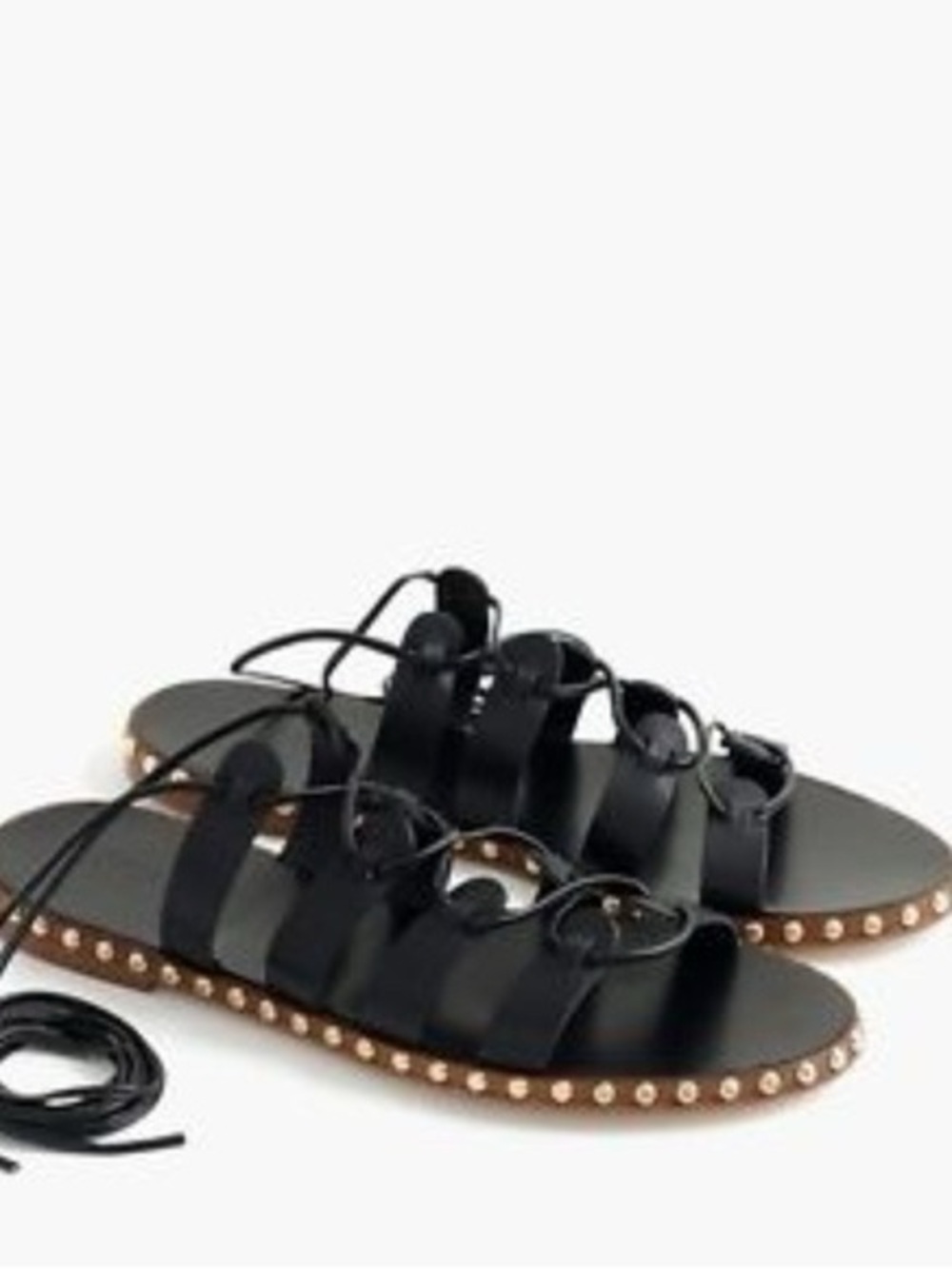 J. Crew Black Studded Lace-Up Gladiator Sandals